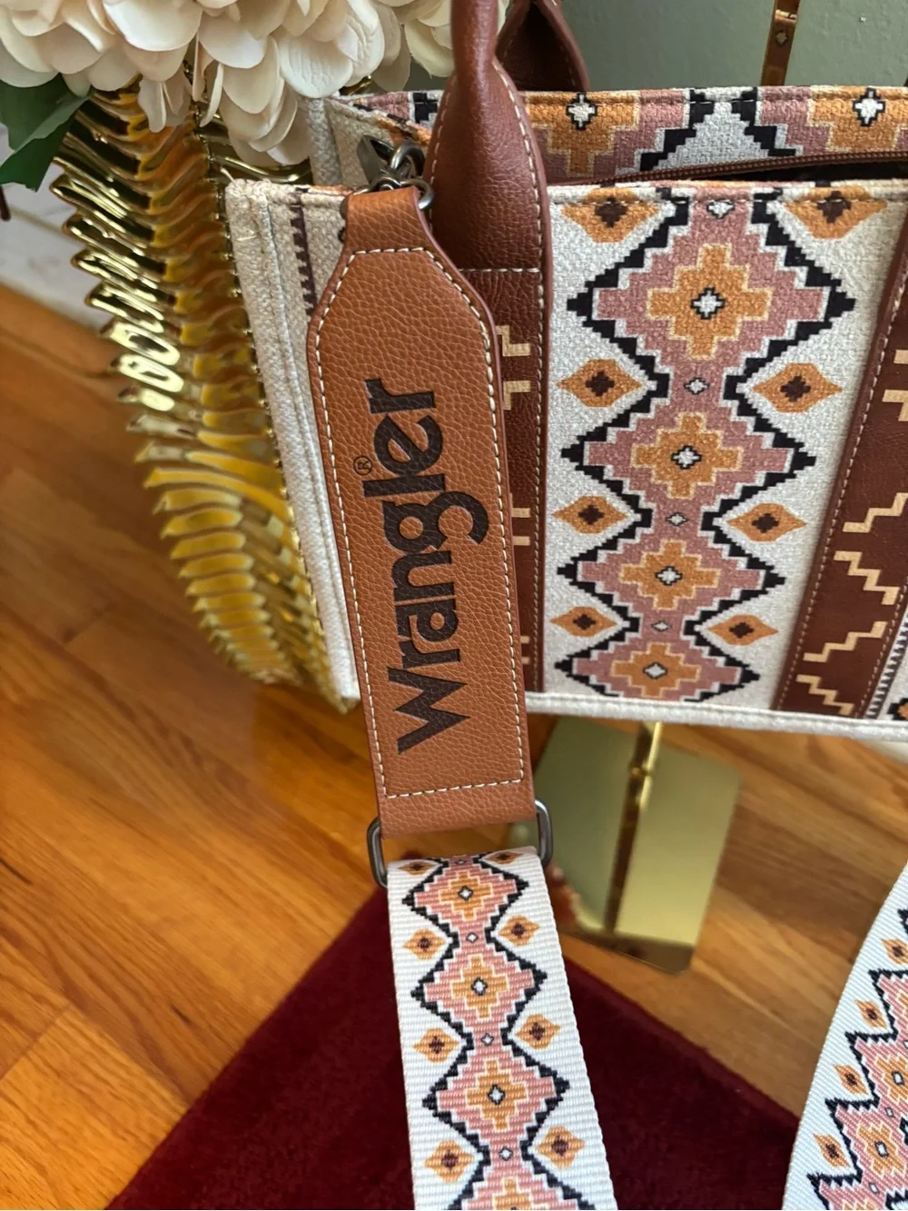 Wrangler Southwestern Print Small Canvas Tote/Crossbody Bag.